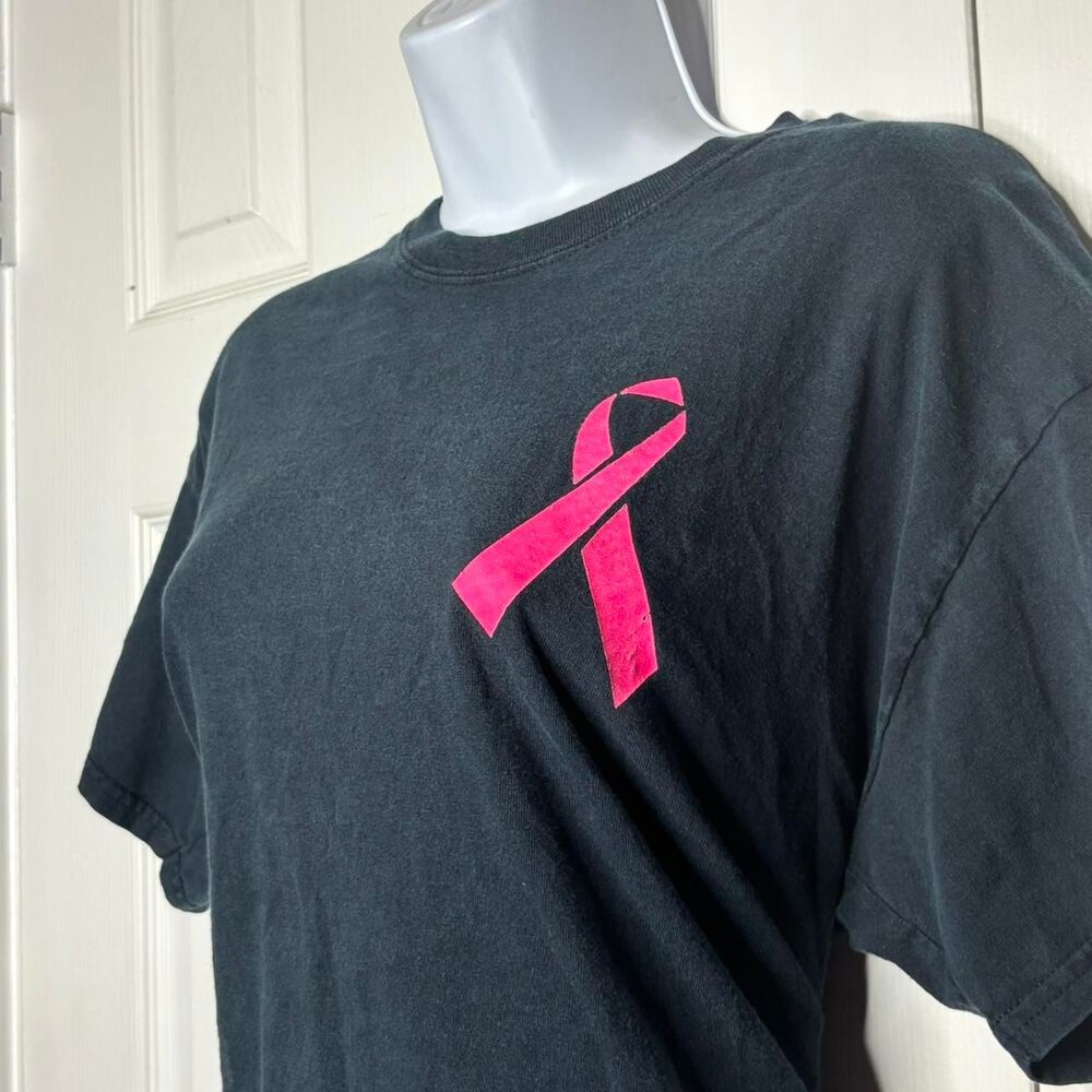 Gildan Size Large Bulldogs Fight Cancer Graphic T Shirt Black Pink